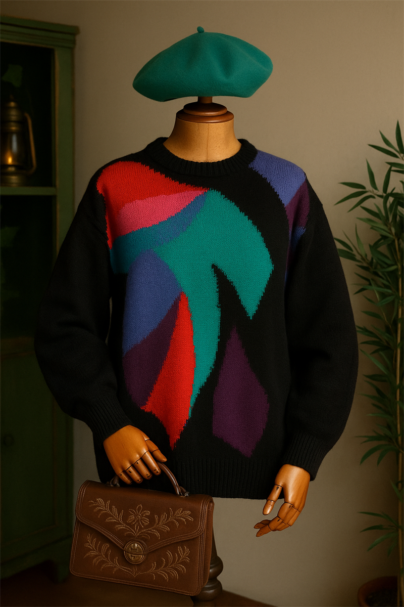 Colorful Knit Wool Kazak