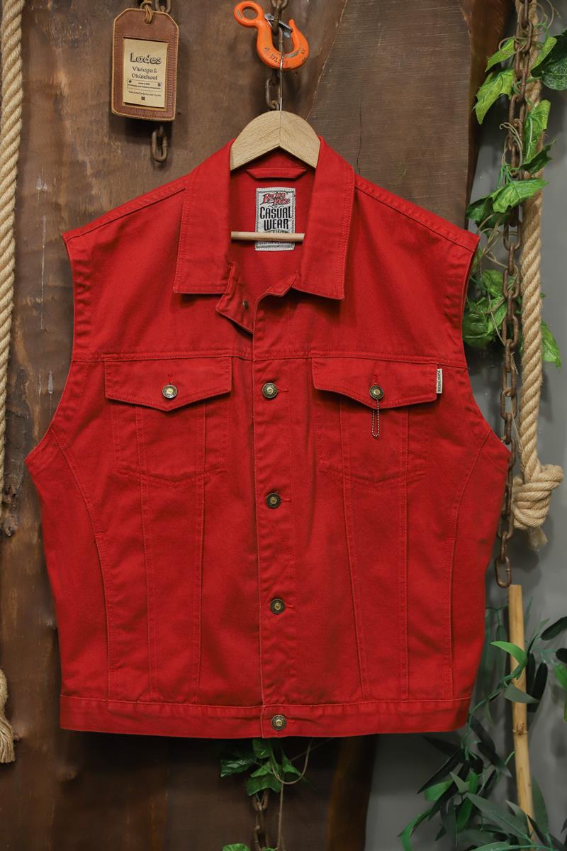 Dad Core Red Vest Kot Yelek