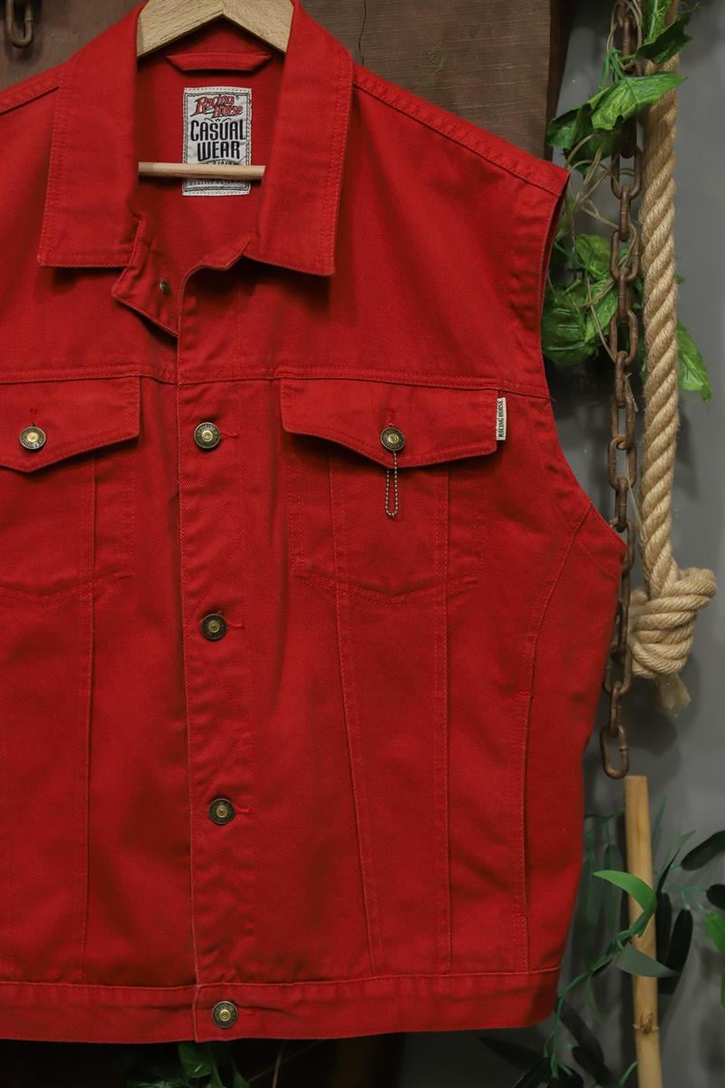 Dad Core Red Vest Kot Yelek