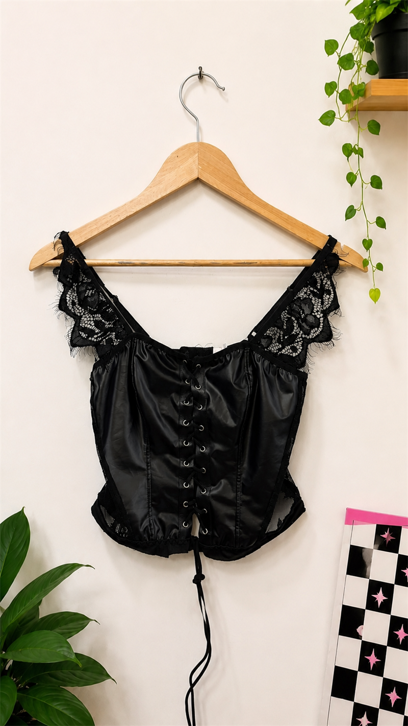 Dantel Askılı Gothic Korse