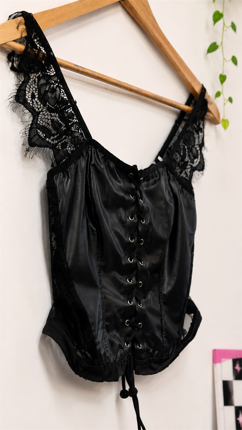 Dantel Askılı Gothic Korse