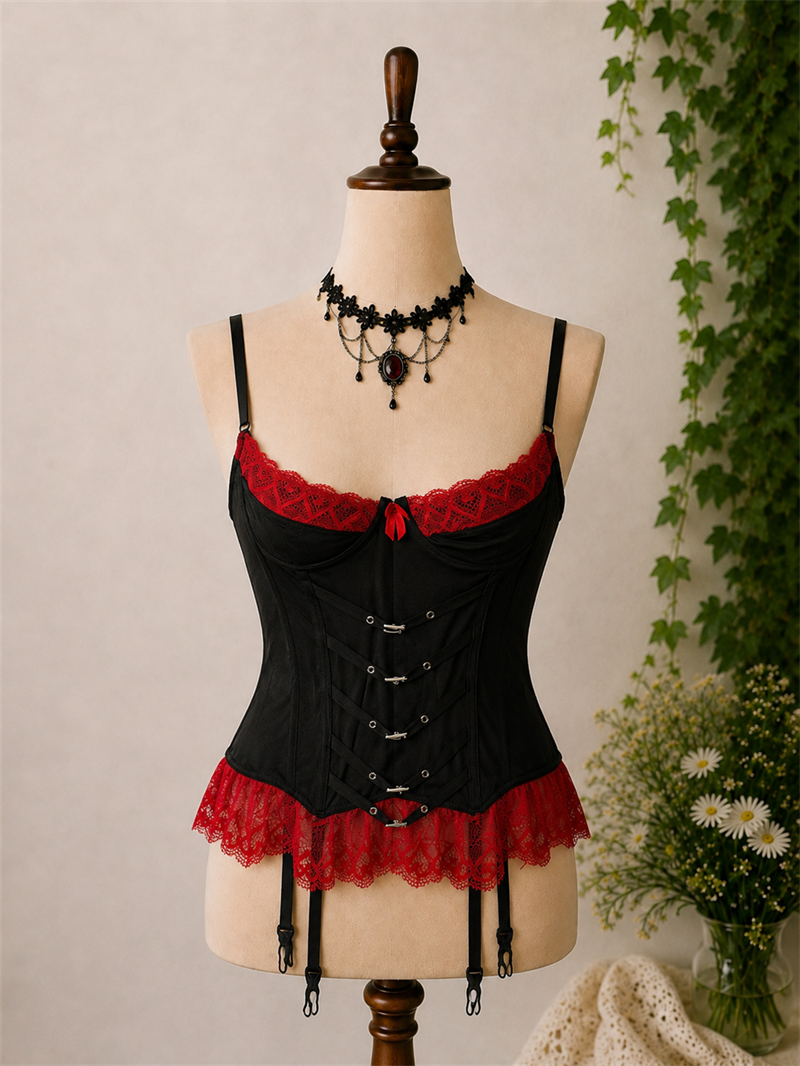 Dark Coquette Red&Black Korse