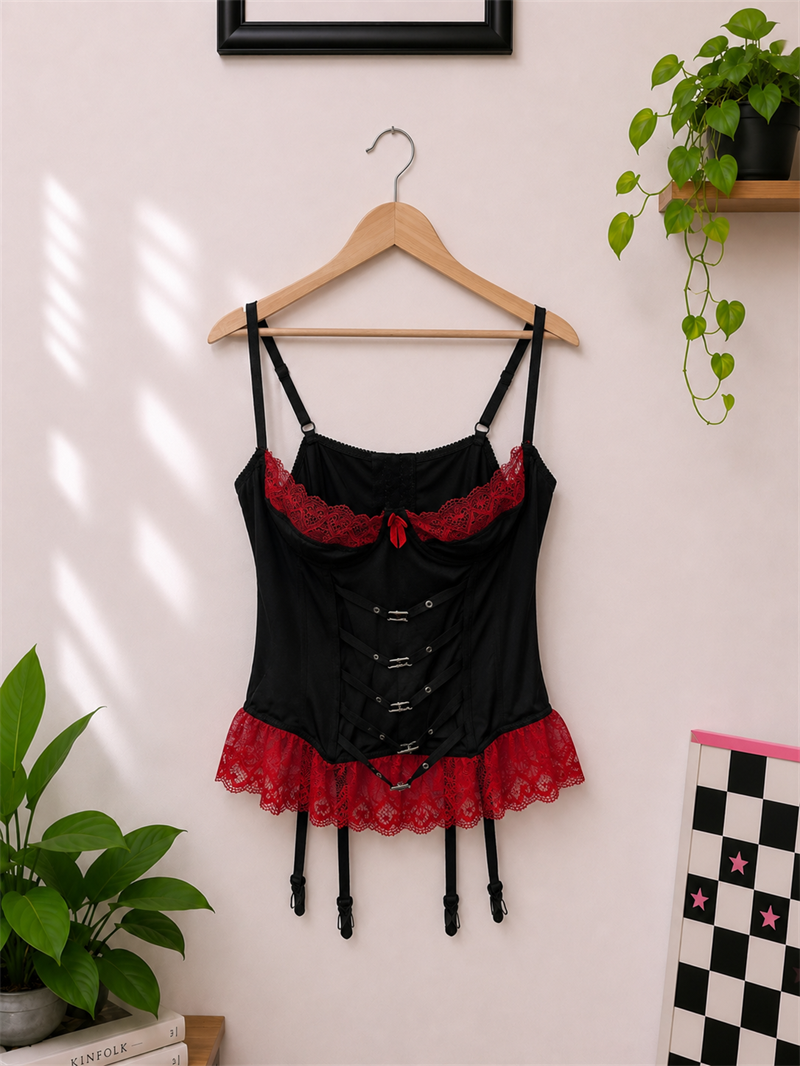 Dark Coquette Red&Black Korse