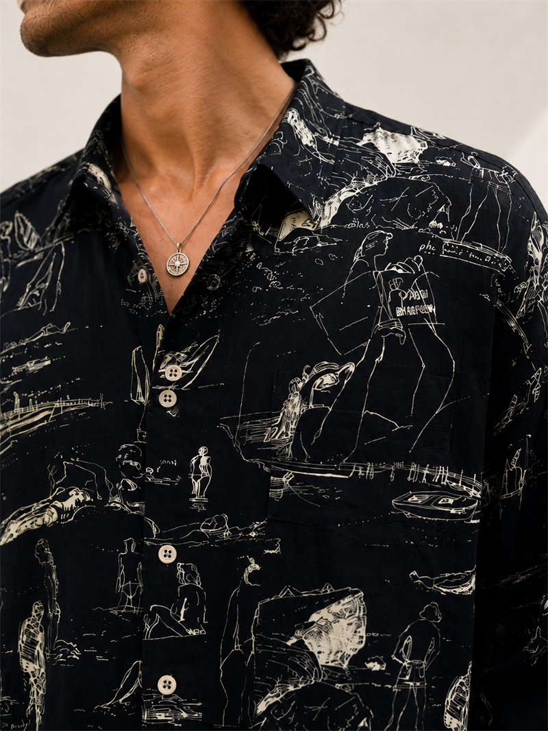 Dark Paisley 90s Gömlek