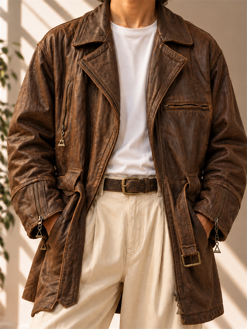 Derimod Classic Kemerli Deri Ceket