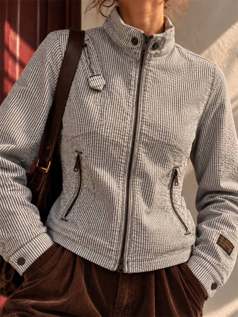 Dik Yakalı Slim Biker Ceket