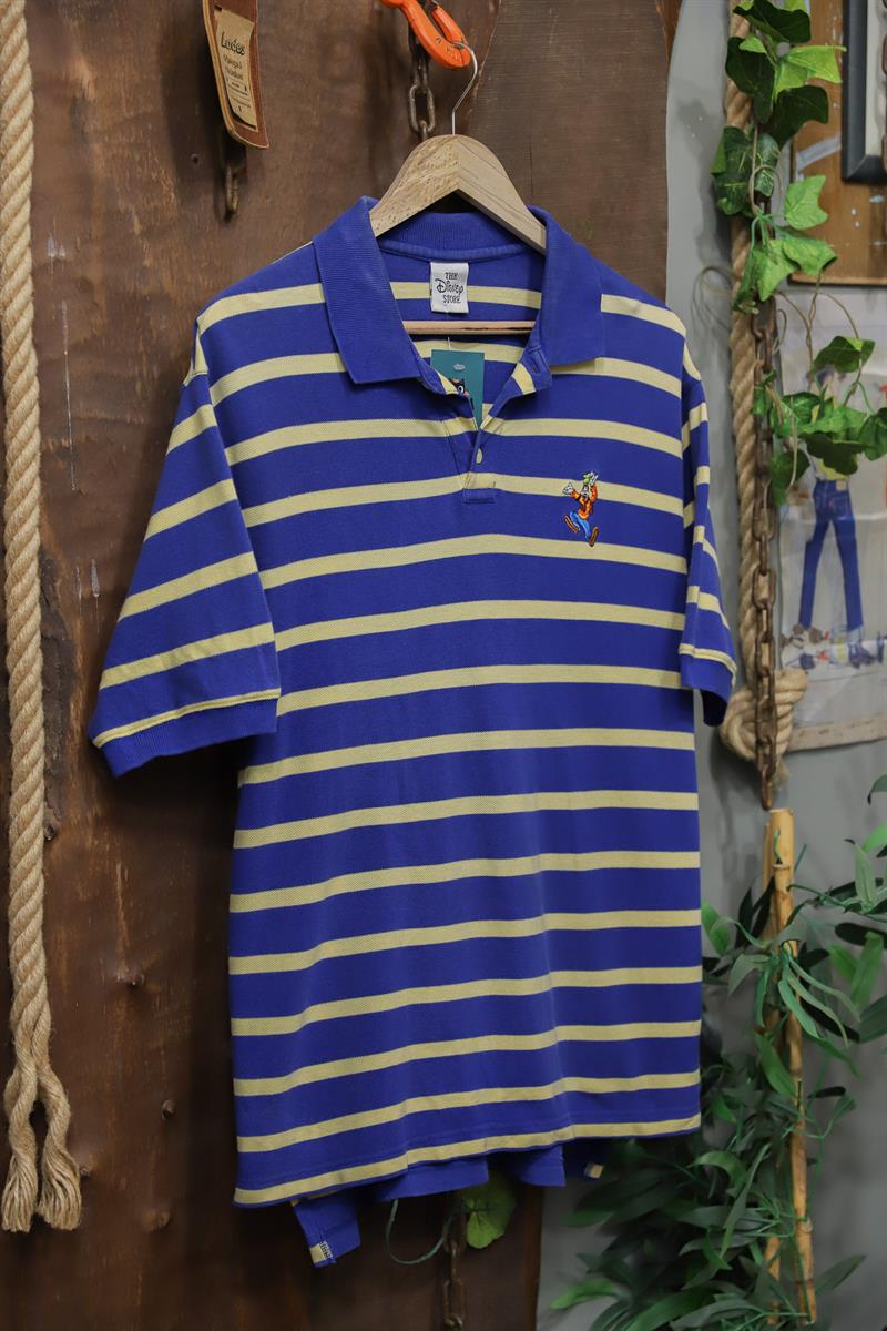 Disney Goofy Striped Polo 90s Tişört