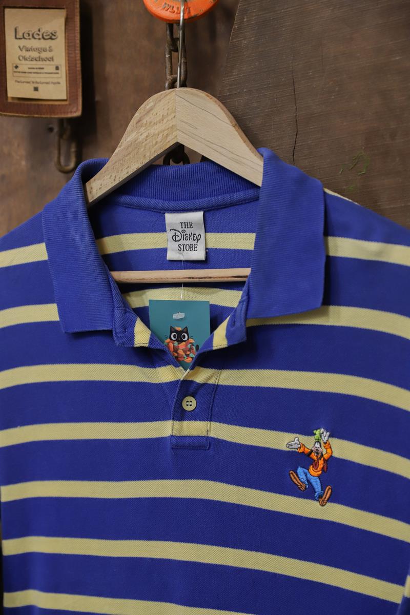 Disney Goofy Striped Polo 90s Tişört