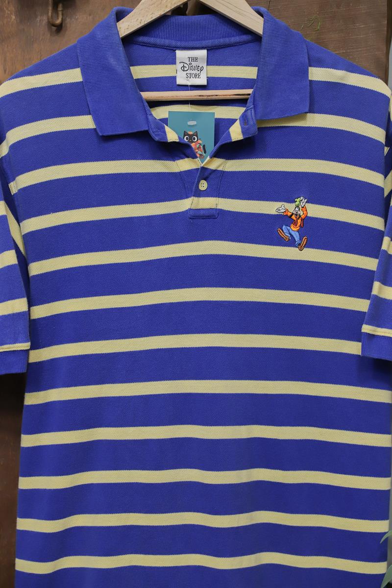 Disney Goofy Striped Polo 90s Tişört