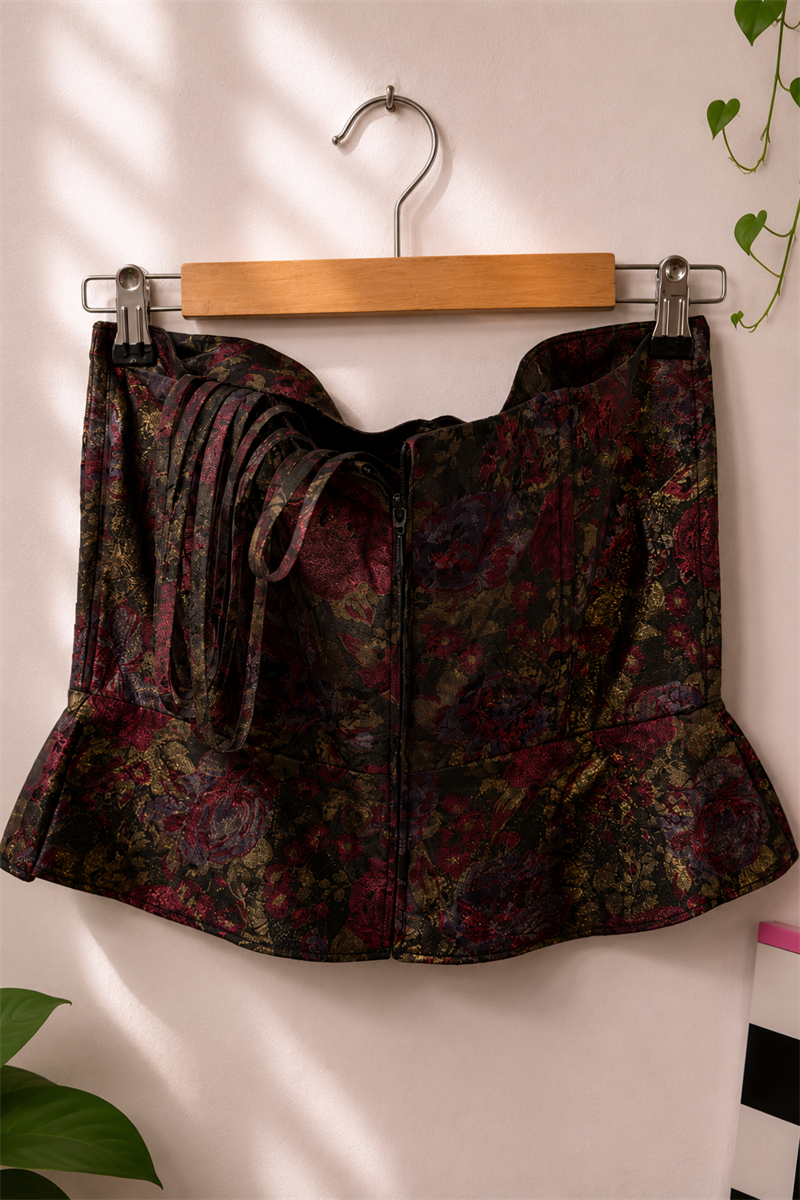 Elagent Brocade Straplez Bluz