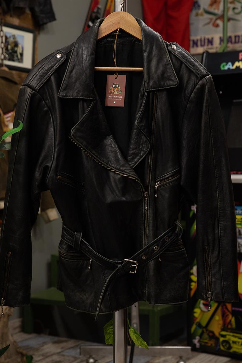 Eskitme American Kemerli Biker Deri Ceket