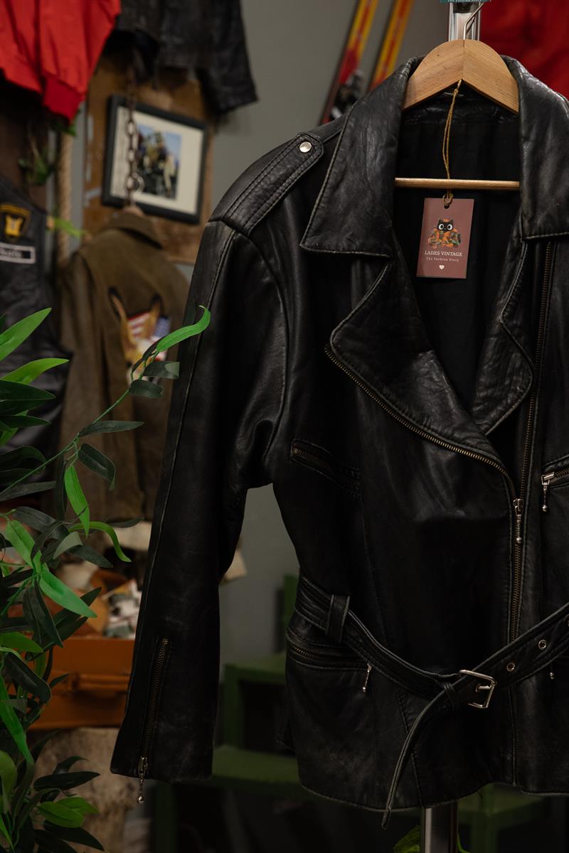 Eskitme American Kemerli Biker Deri Ceket