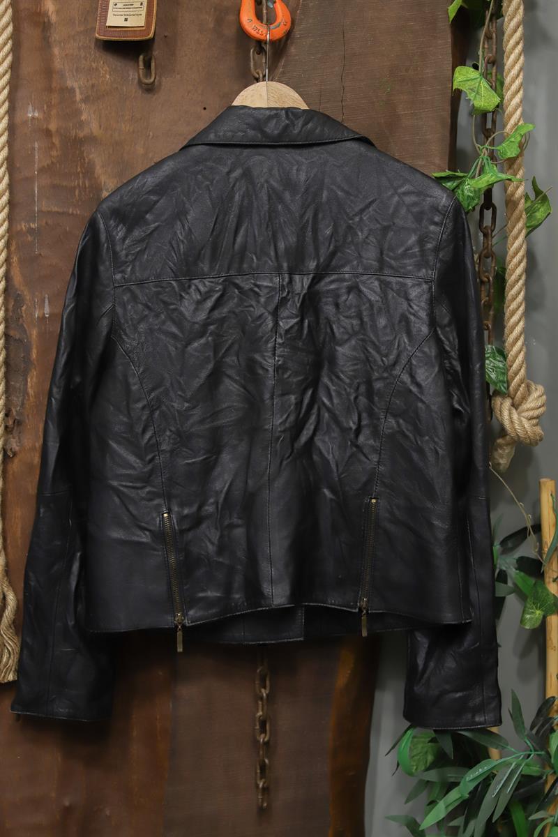 Eskitme Biker Deri Ceket