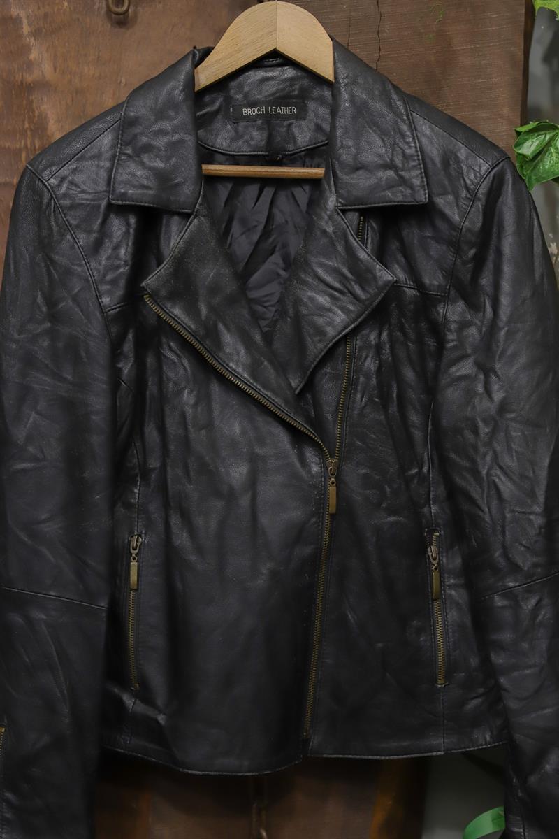 Eskitme Biker Deri Ceket