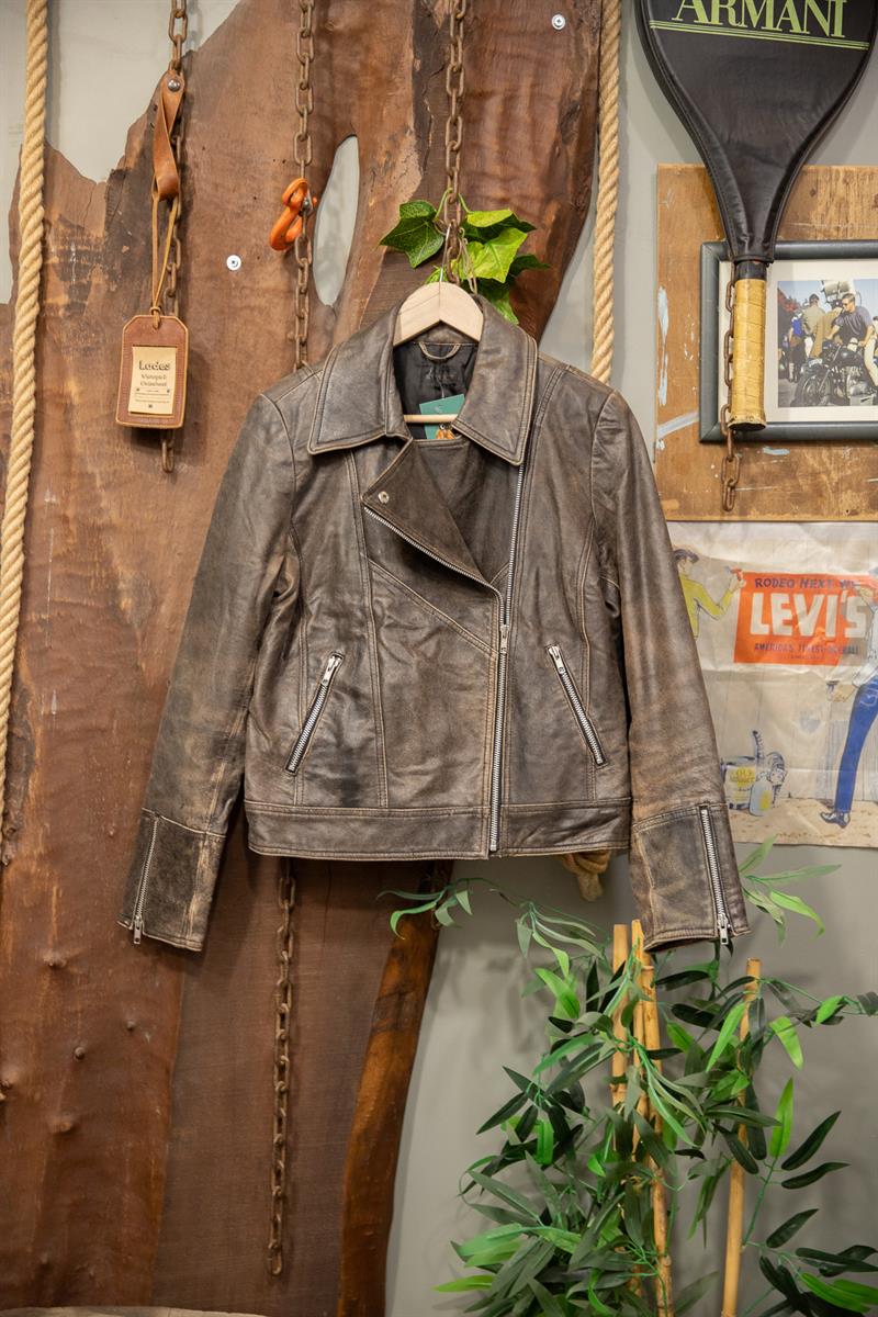 Eskitme Biker Deri Ceket