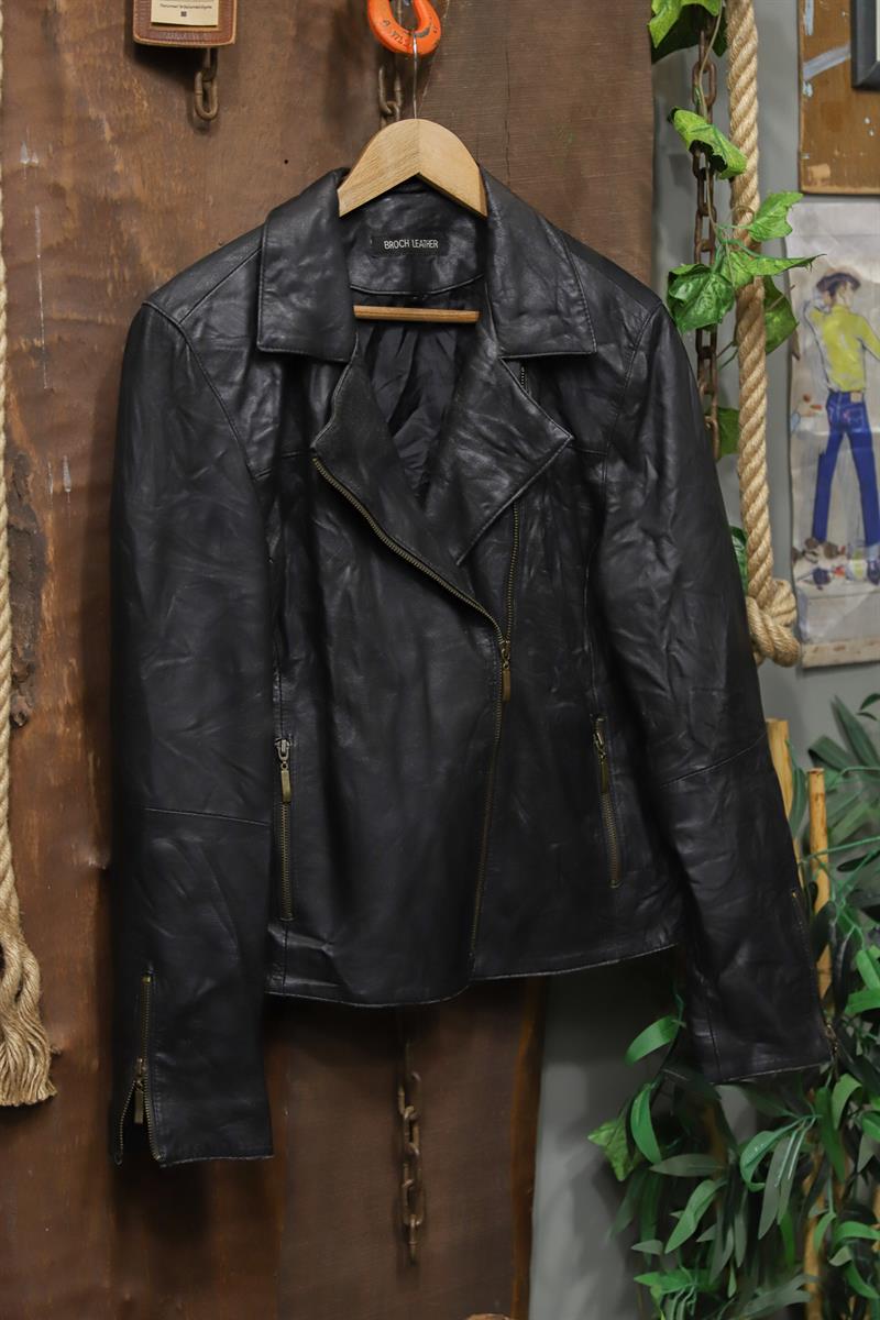 Eskitme Biker Deri Ceket