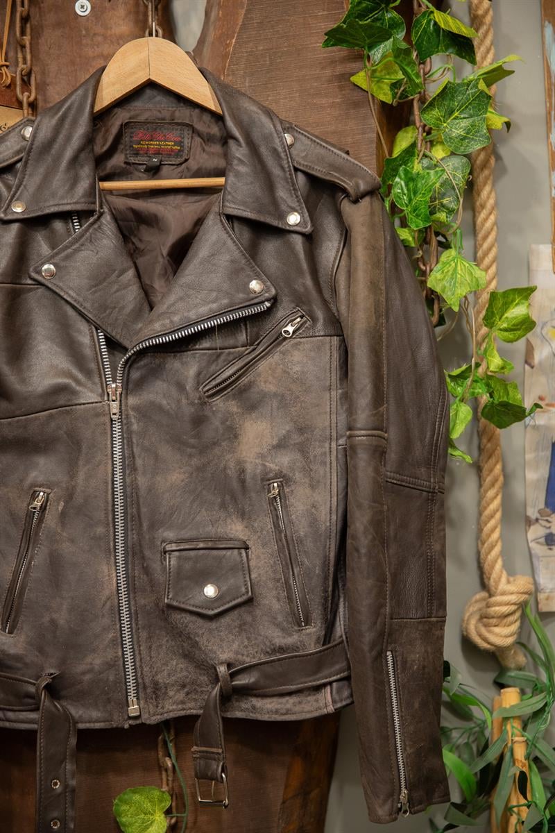 Eskitme Biker Moto Deri Ceket