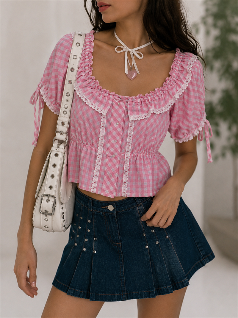 Esmara Pink Ekoseli Gömlek/Bluz