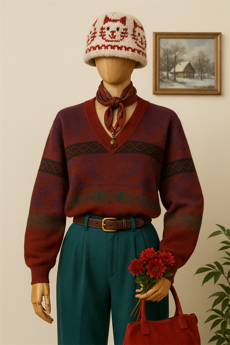 Etnic V Yaka Kazak/Sweater