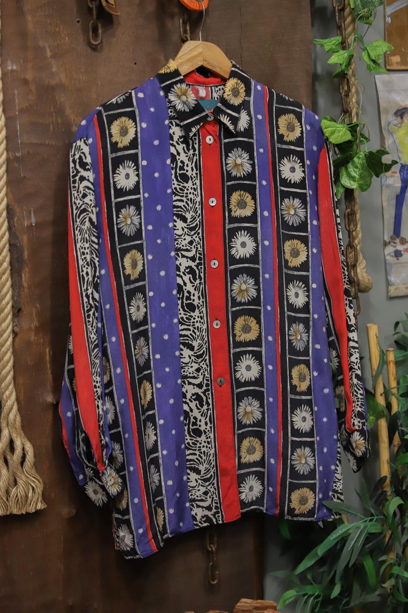 Etnik 90s İpek Gömlek