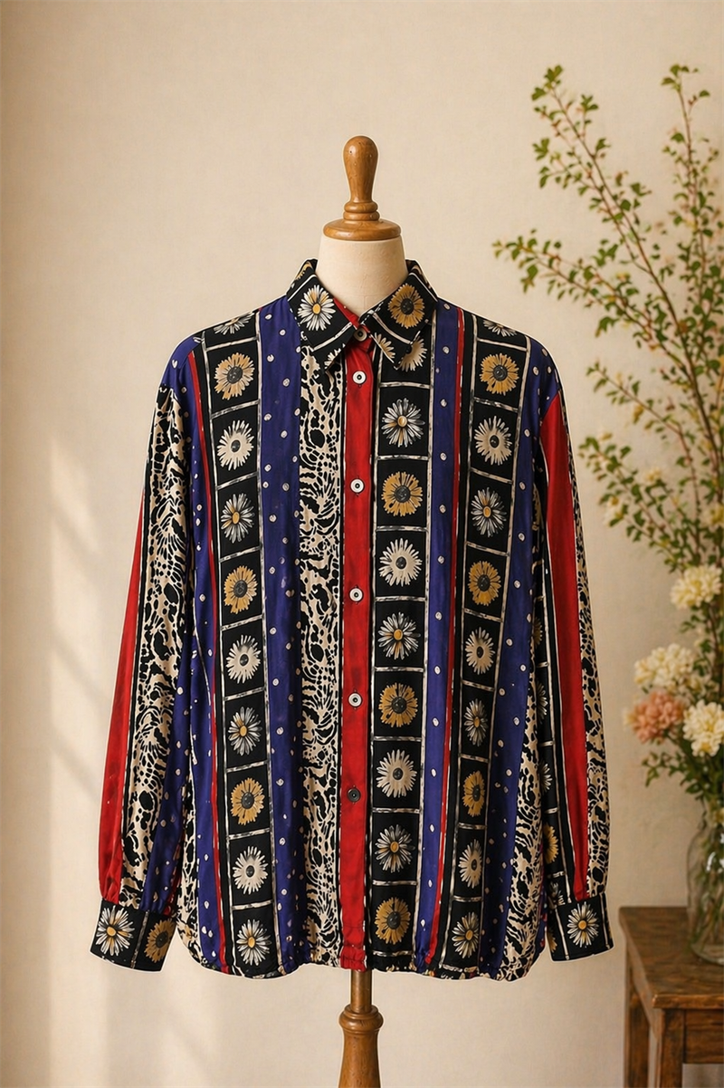 Etnik 90s İpek Gömlek