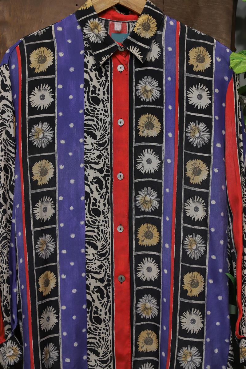 Etnik 90s İpek Gömlek