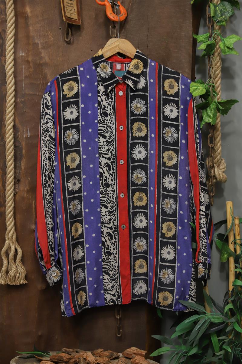 Etnik 90s İpek Gömlek