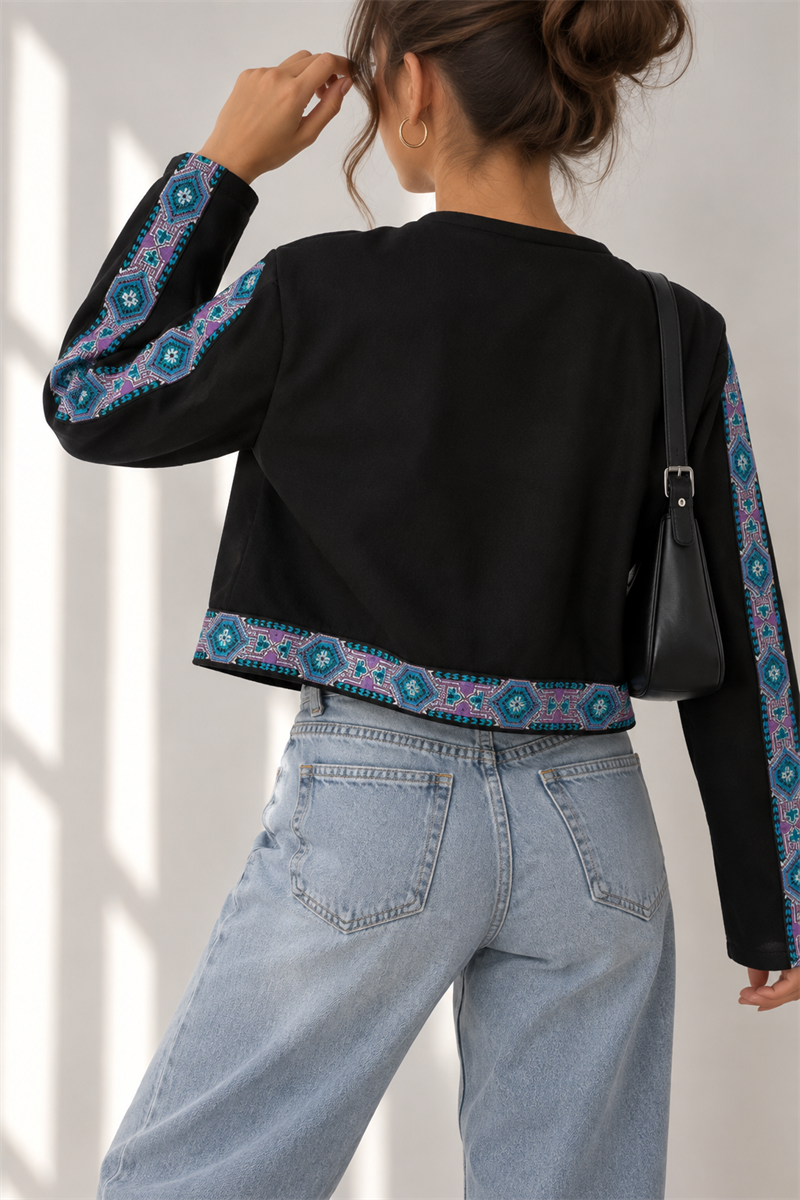 Etnik İşlemeli Boho Kimono/Ceket