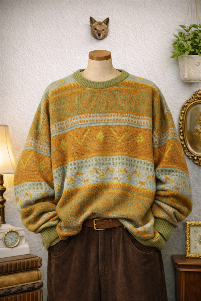 Etnik Oversize Wool Kazak