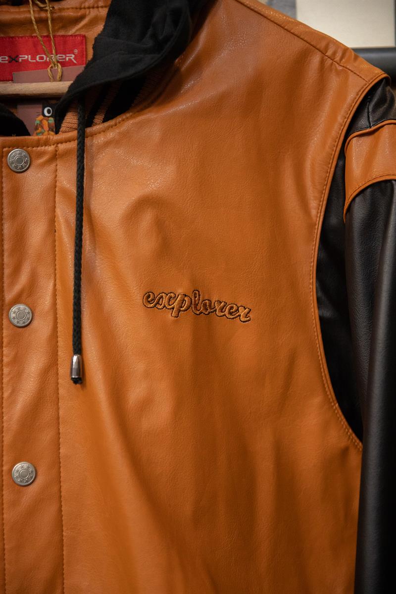 Explorer Orange Bomber Deri Ceket