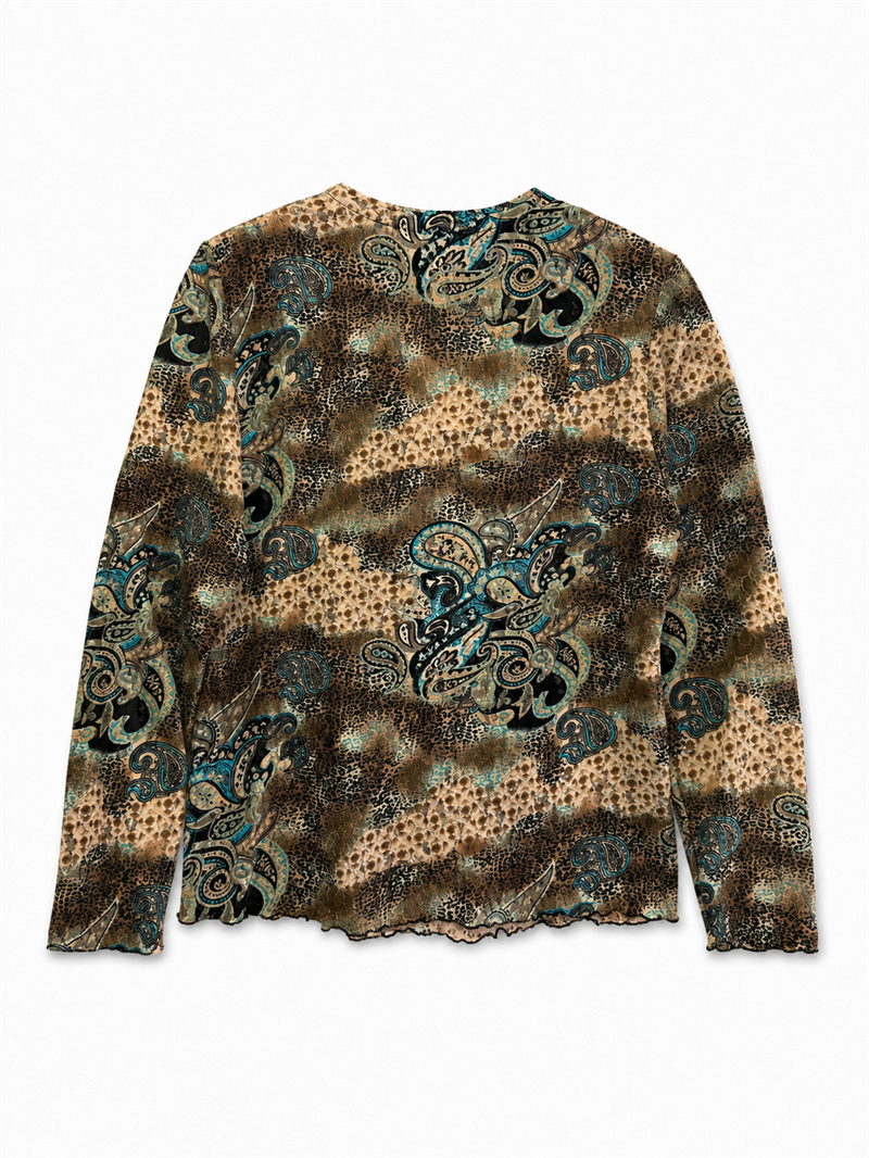 Fiyonk Bağlamalı Leopar Desenli Bluz/Üst