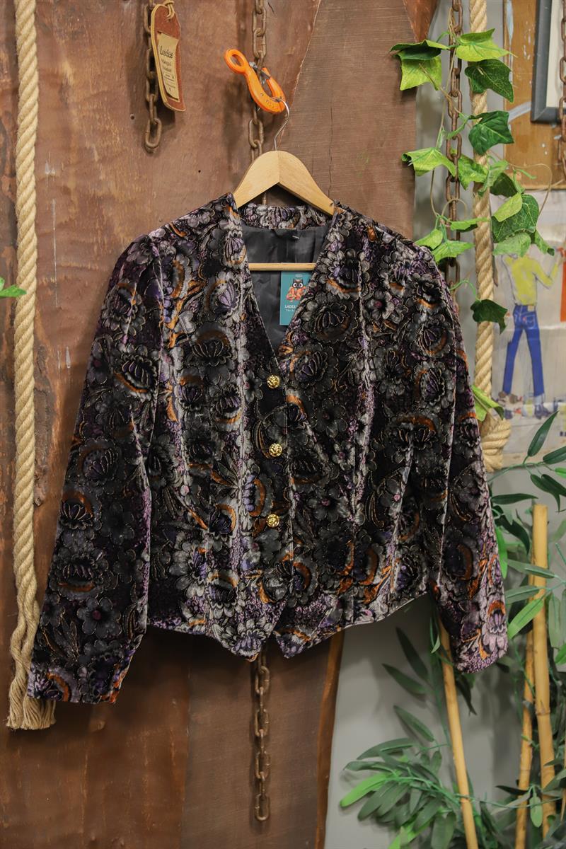 Florak Velvet Gold Düğmeli Brokar Ceket