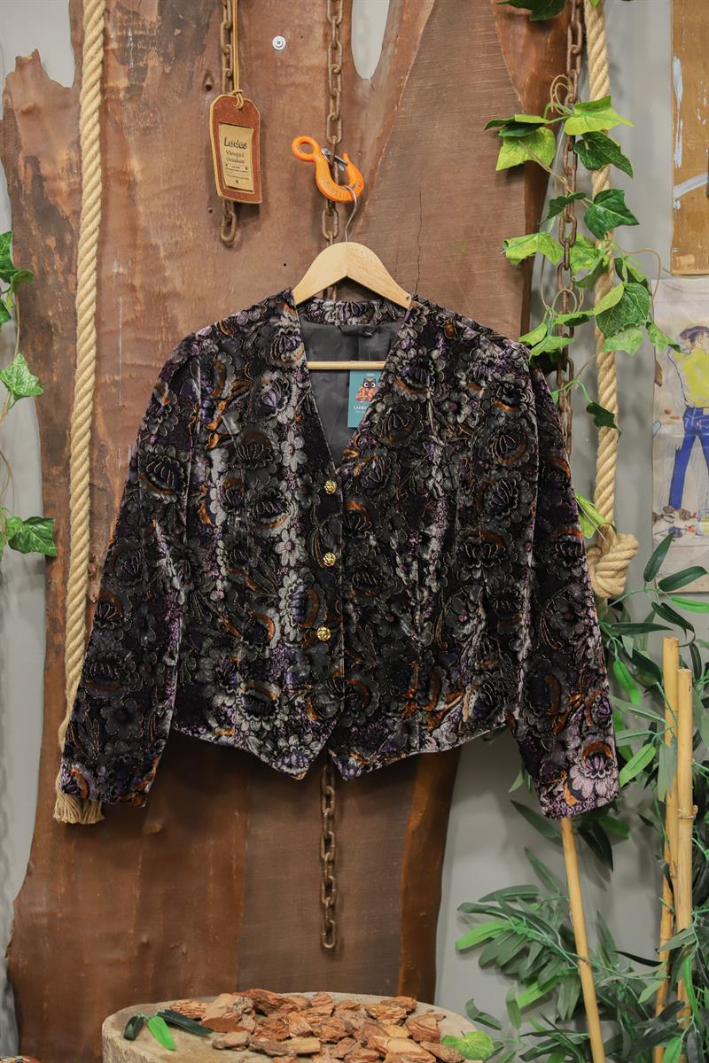 Florak Velvet Gold Düğmeli Brokar Ceket
