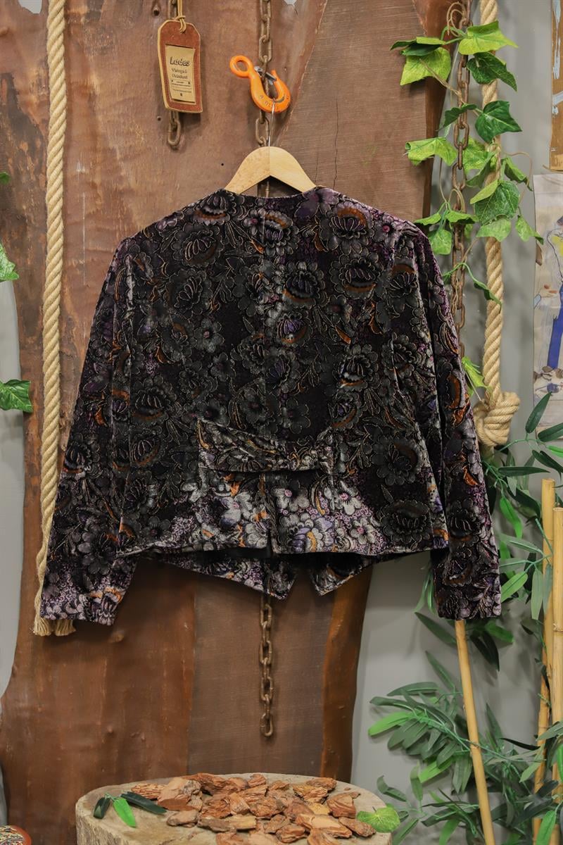 Florak Velvet Gold Düğmeli Brokar Ceket