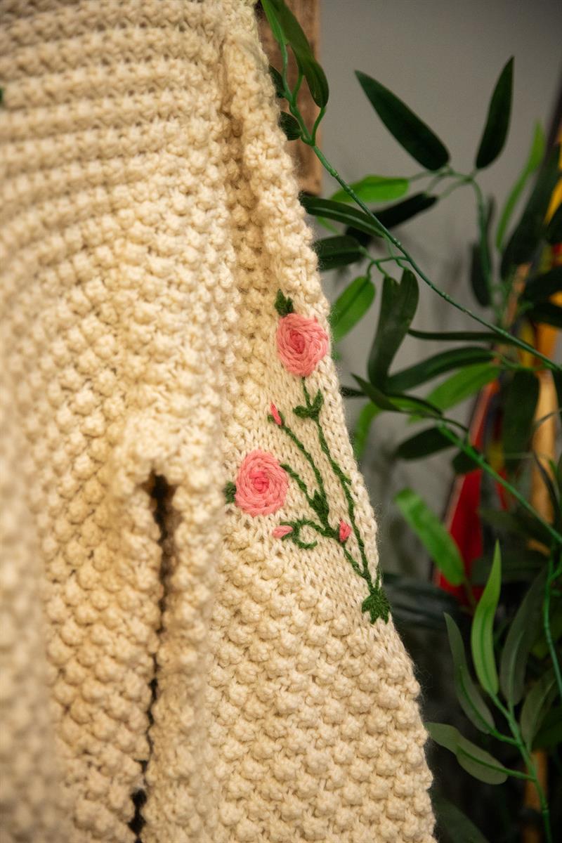 Floral Knit Rose Ceket-Hırka