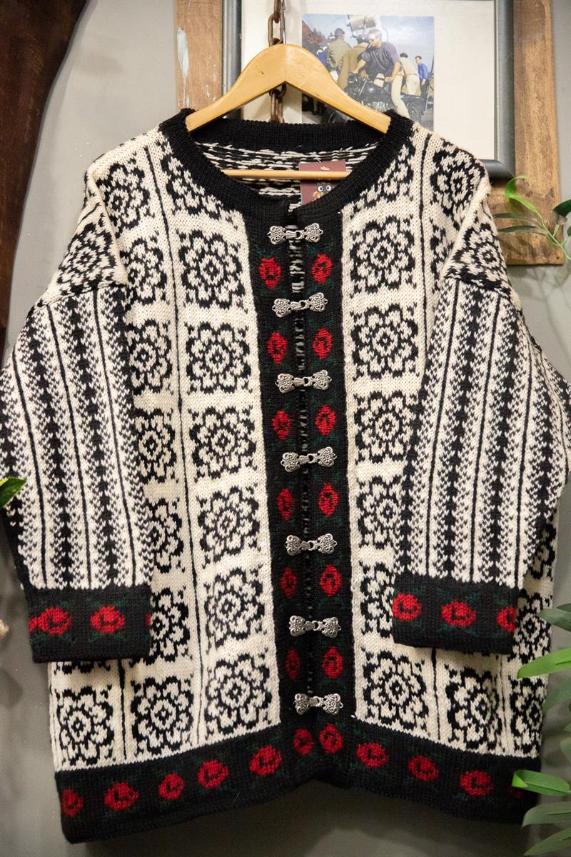Floral Nordic Wool Ceket-Hırka