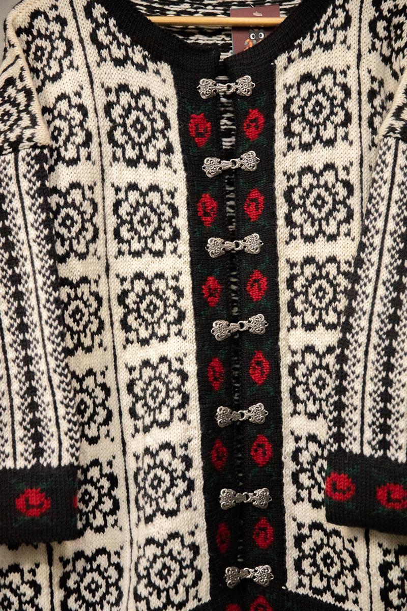 Floral Nordic Wool Ceket-Hırka