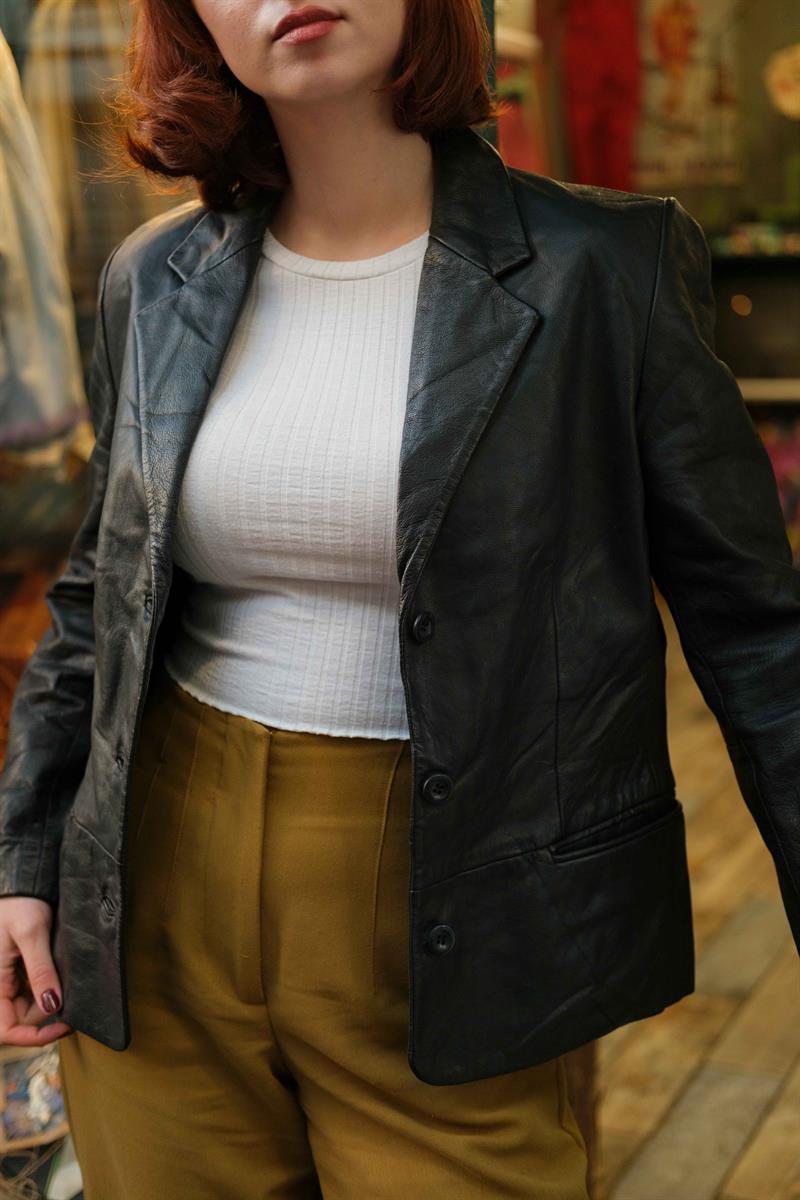 France Blazer Model Kadın Deri Ceket