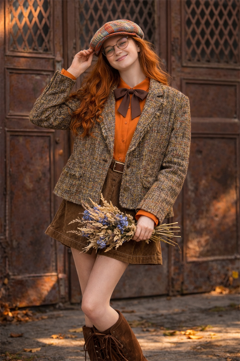 Frankenwalder Cropped Tweed Wool Ceket