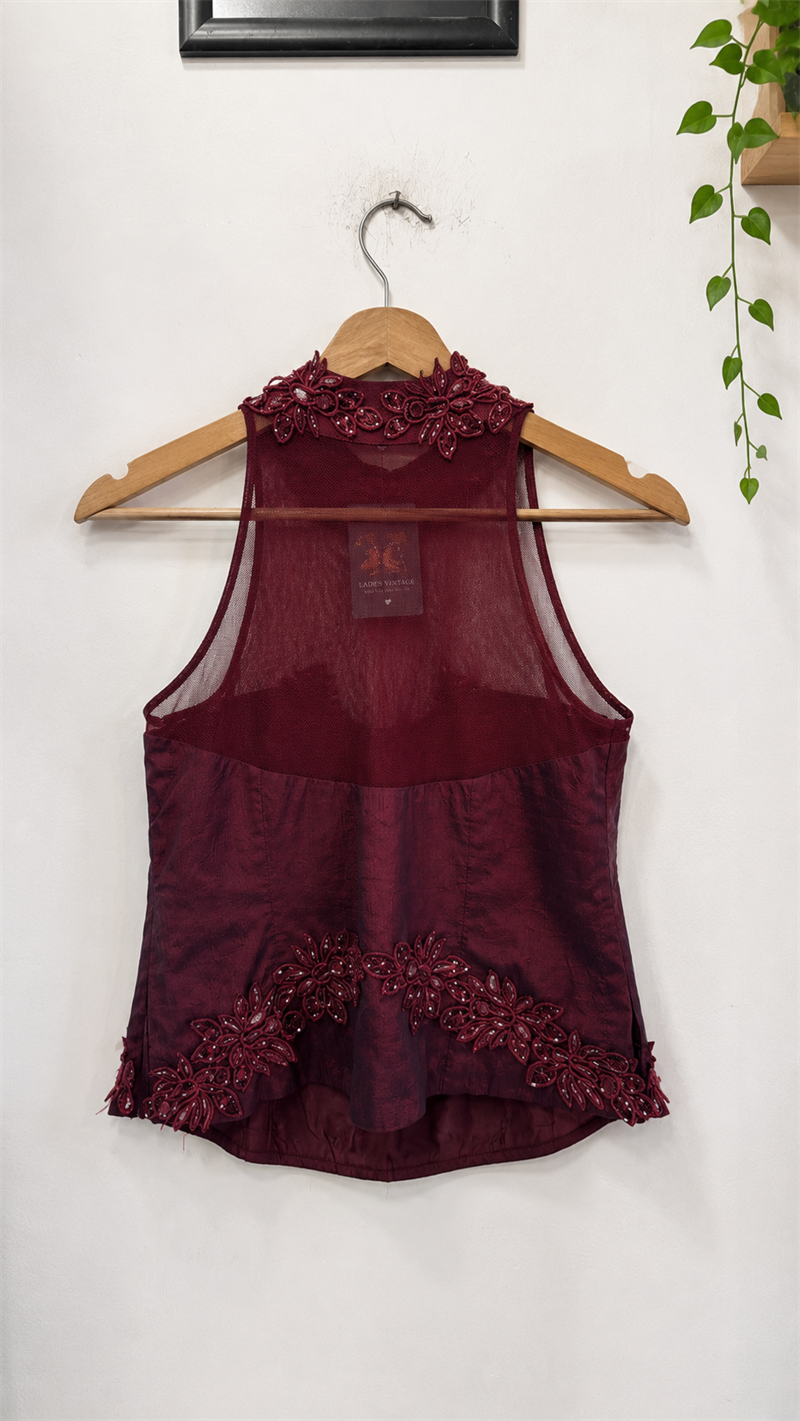 Gothic Romantizm Bordo Bluz