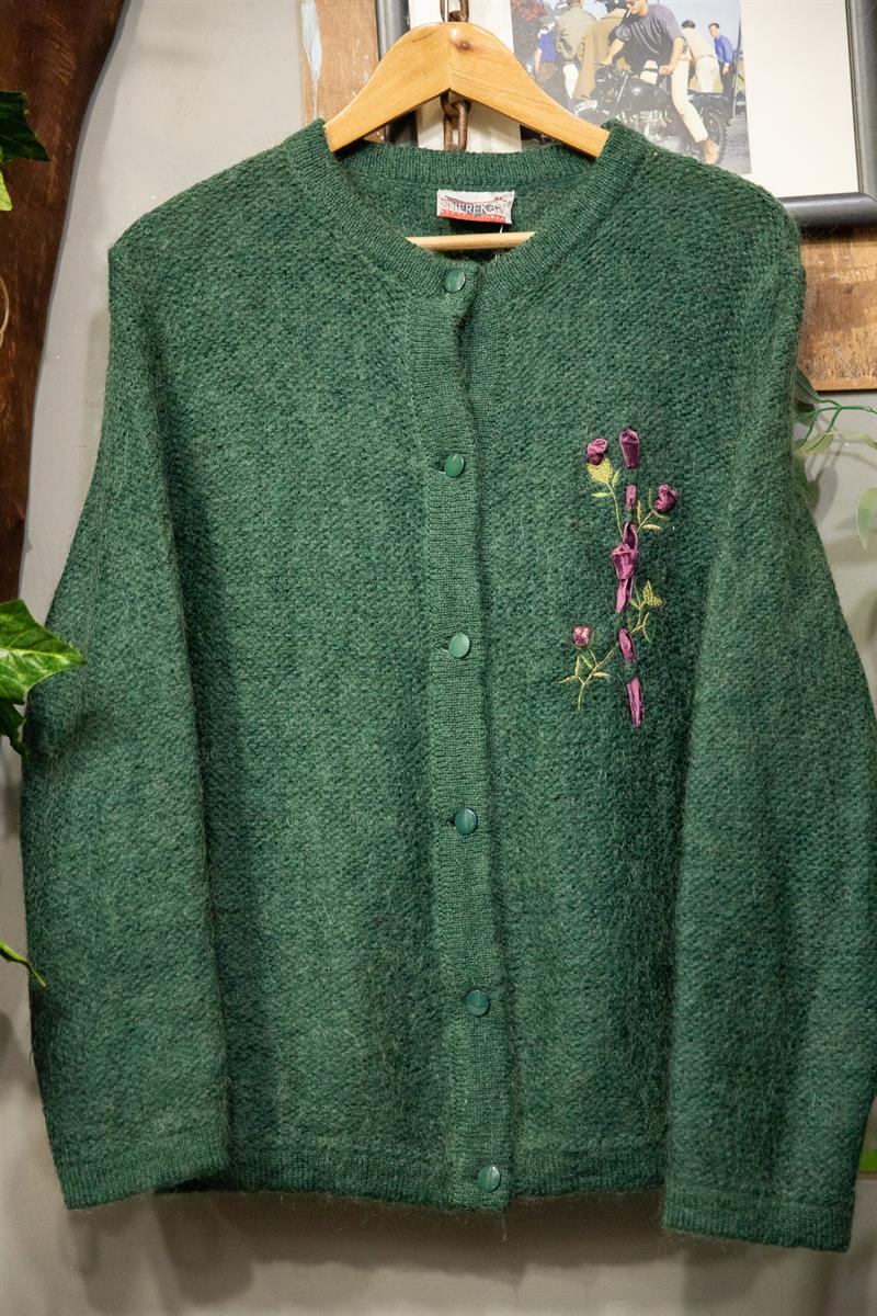 Green Floral Kadın Hırka