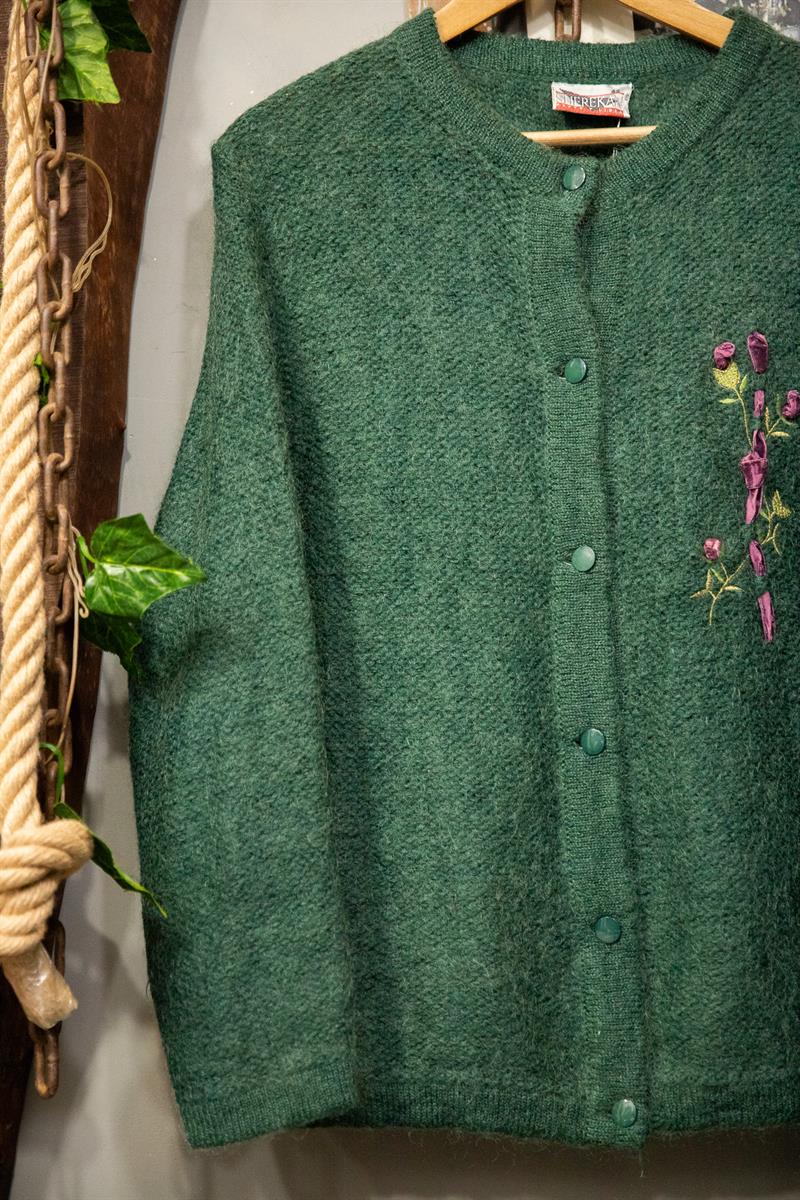 Green Floral Kadın Hırka