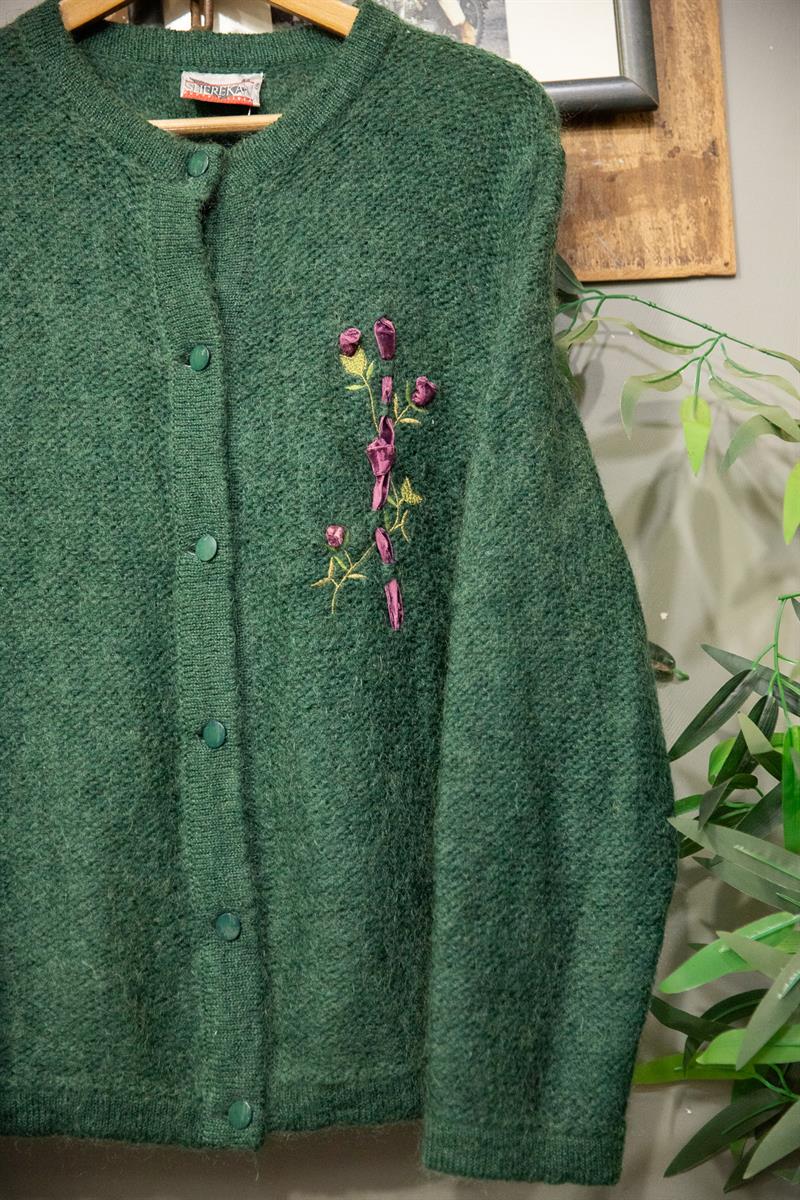 Green Floral Kadın Hırka