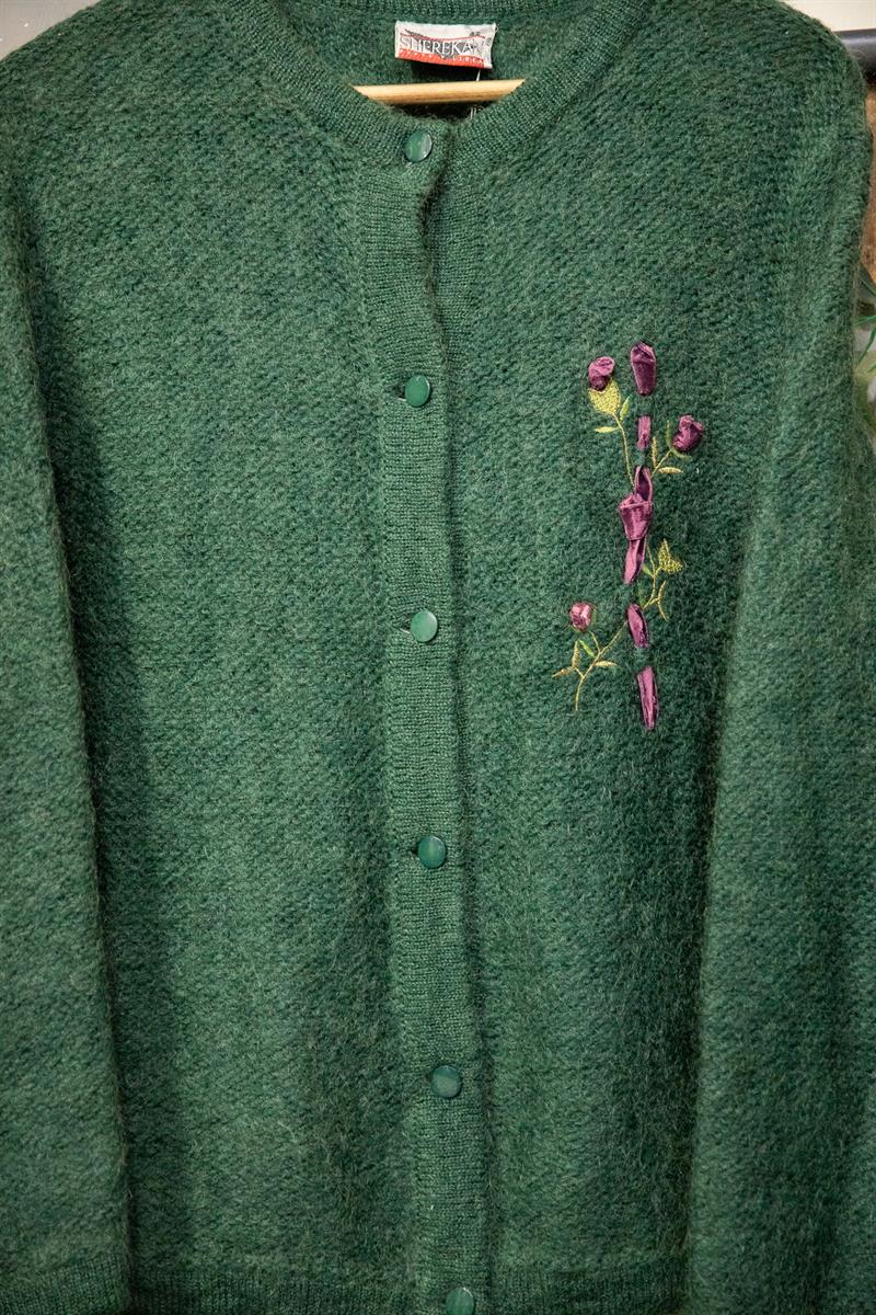 Green Floral Kadın Hırka