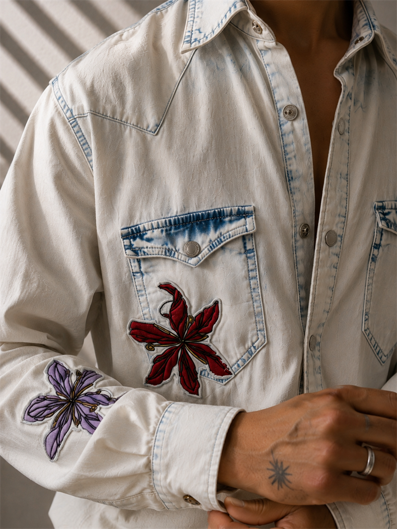 GUESS Papağan&Tropikal Patch Denim Gömlek
