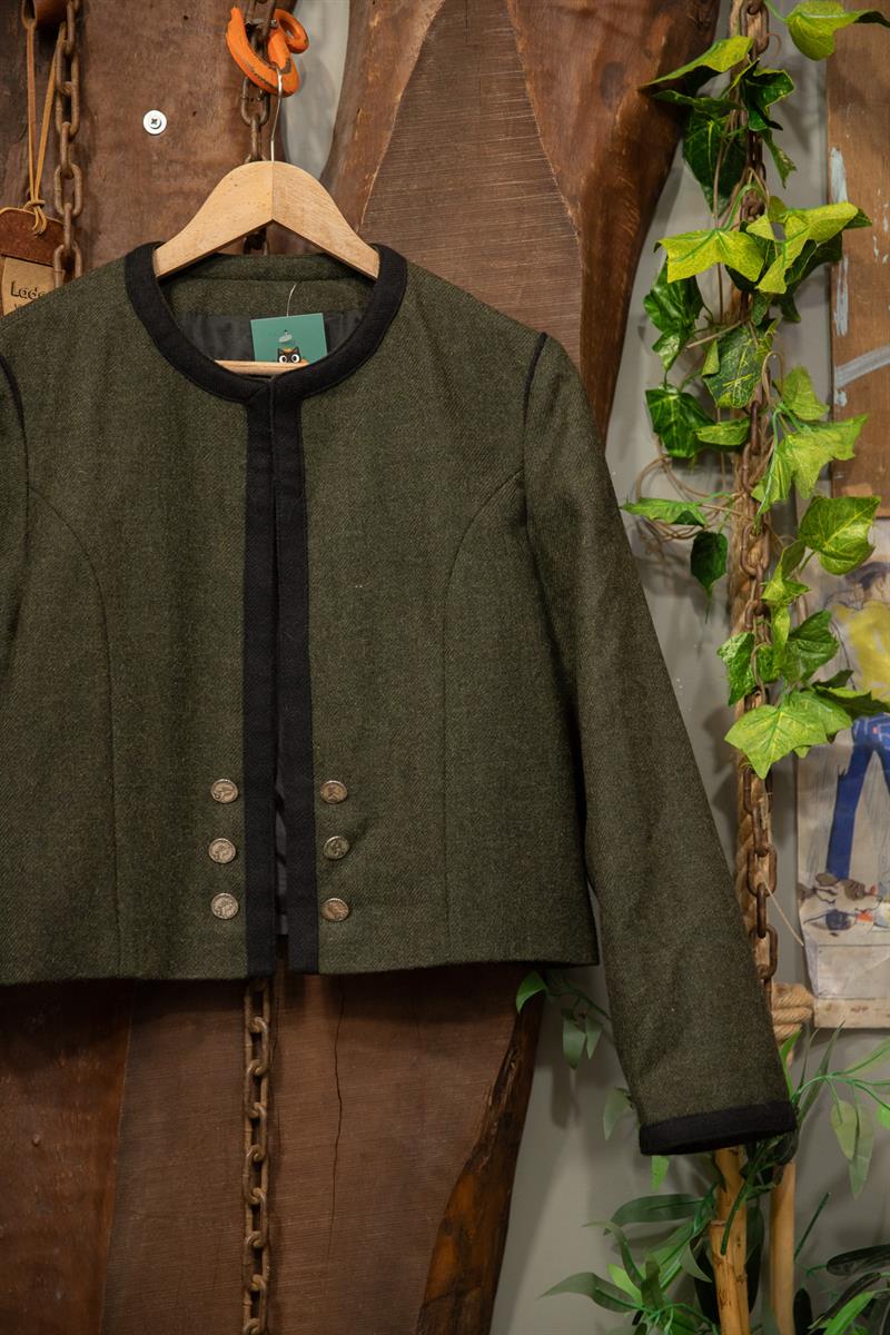 Haki Olive Wool Bolero Ceket