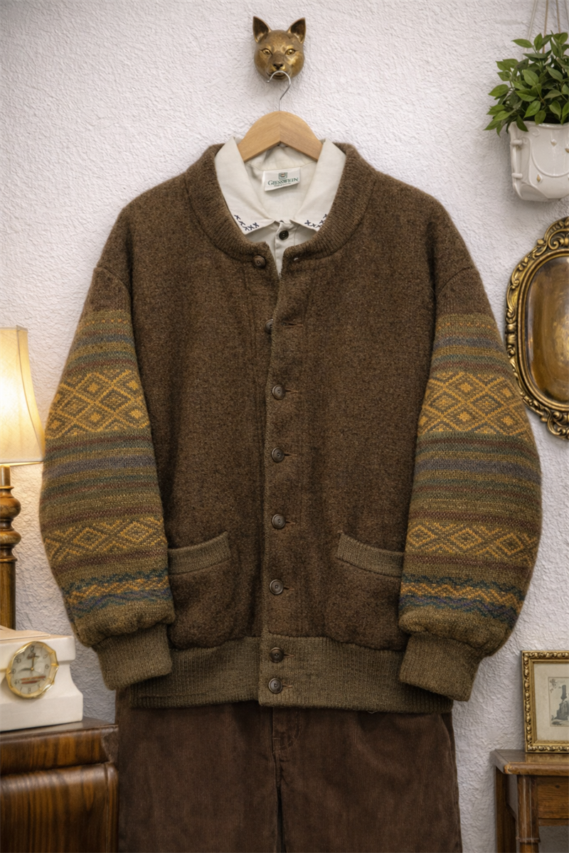 Haki Renk 80s Yün Ceket