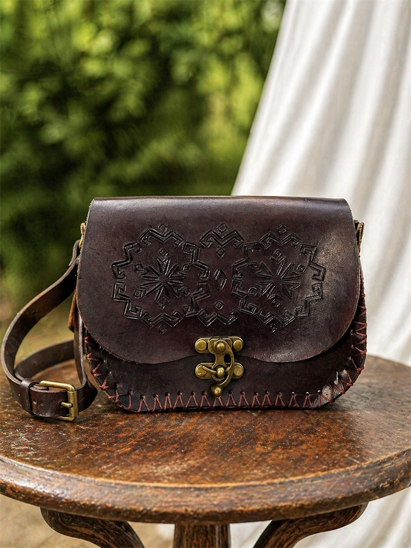 Hakiki Deri Çanta Vintage Boho Crossbody
