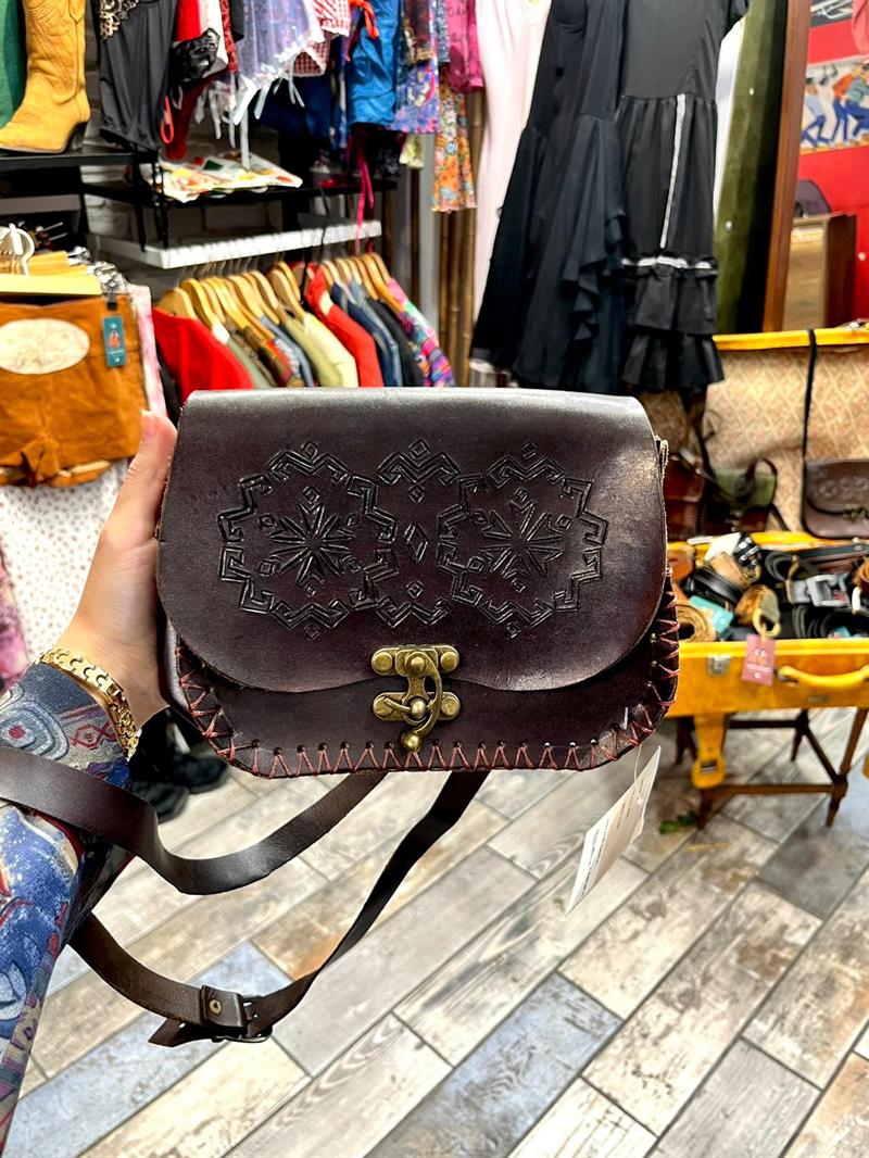 Hakiki Deri Çanta Vintage Boho Crossbody