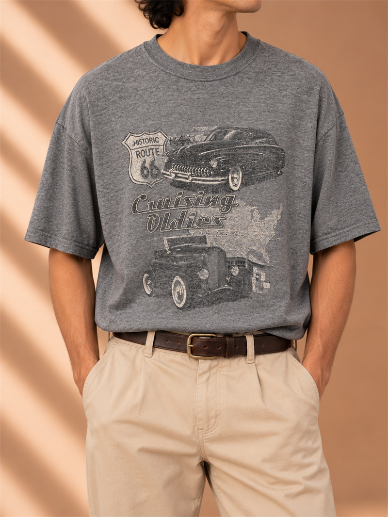 Historic Route 66 Classic Car Tişört
